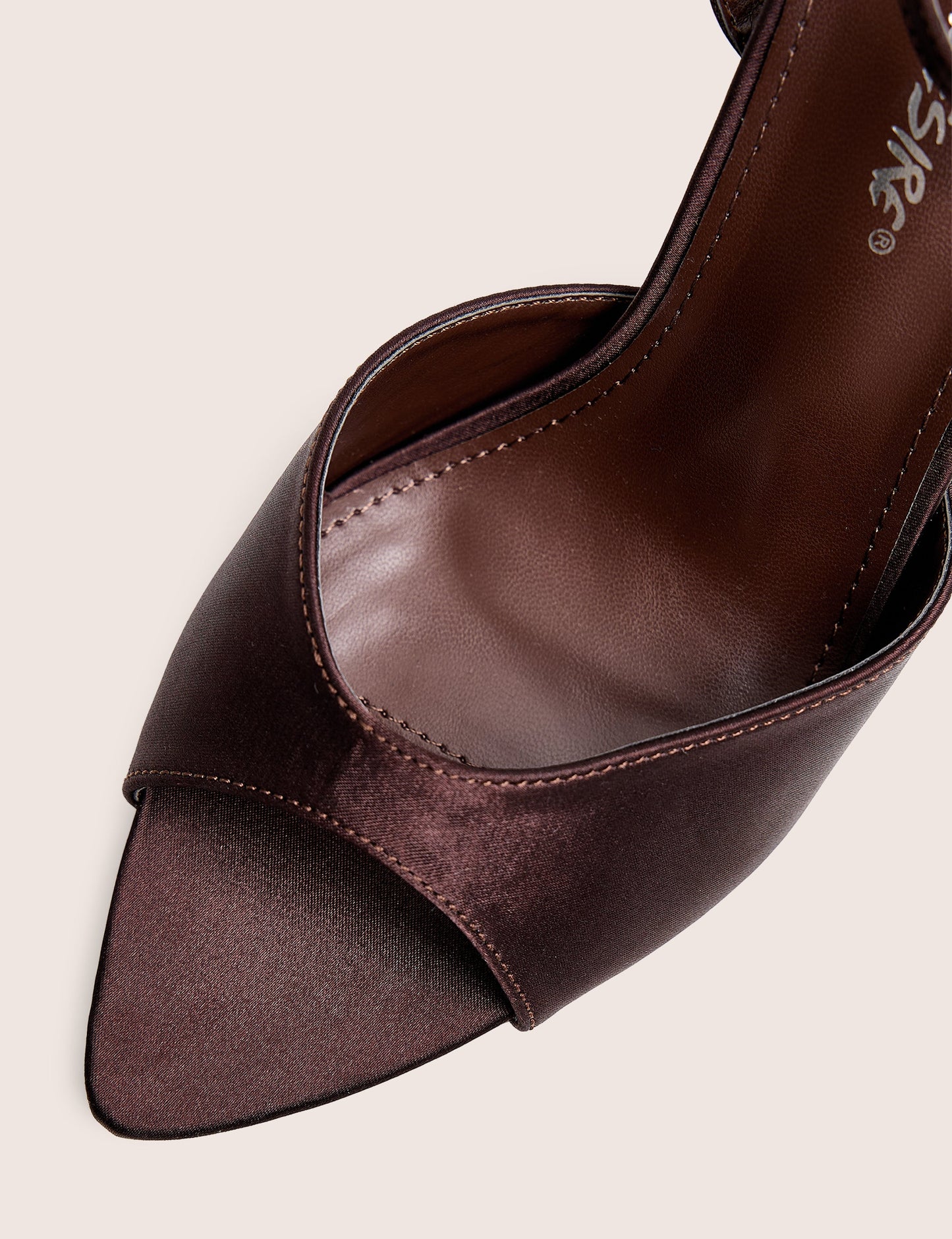Caught On Chocolate Satin Peep Toe Curved High Heels