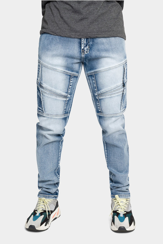 Moto Ribbed Skinny Denim Jeans