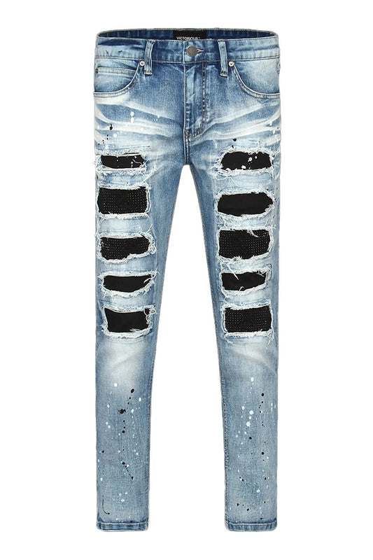 Paint Splatter Rhinestone Denim Jeans