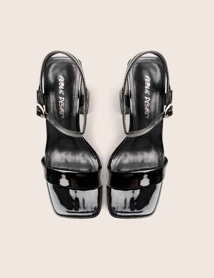 Figure Black Platform Patent High Heel