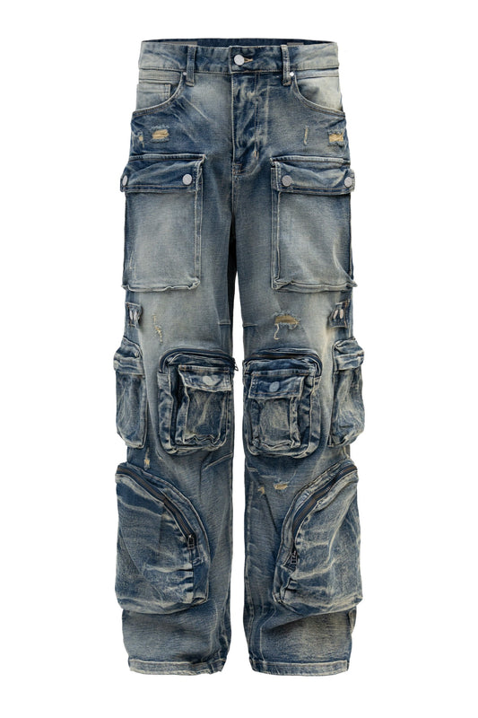 Men's Premium Vintage Multi Cargo Baggy Jeans