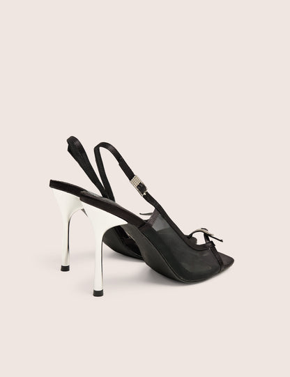 Grattitude Black Strappy Square Toe Stiletto Heels