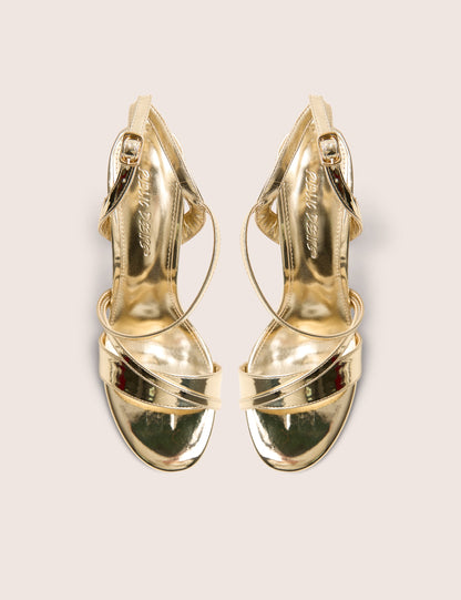 Grove Gold Metallic Round Toe Block Heels