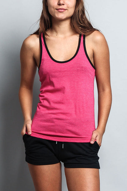 Women's Basic Contrast Piping Light Weight Tank Top (2-Pack)