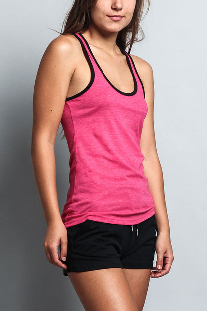 Women's Basic Contrast Piping Light Weight Tank Top (2-Pack)