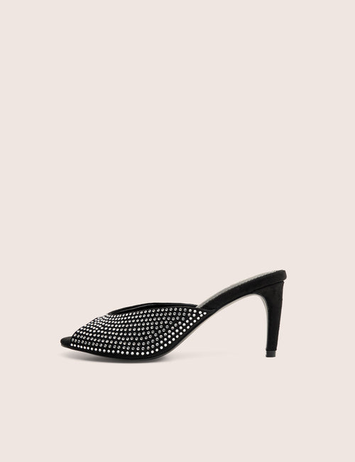 Norma Black Embellished Mule Heels