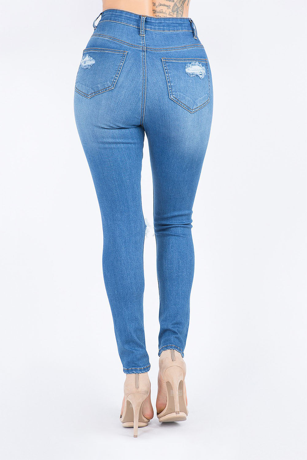 Women's Essential Unreleased Hem High Waist Distressed Skinny Jeans