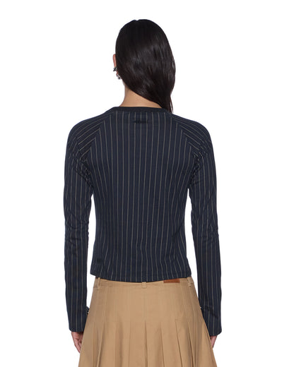 PORTER LS TOP BLACK PINSTRIPE
